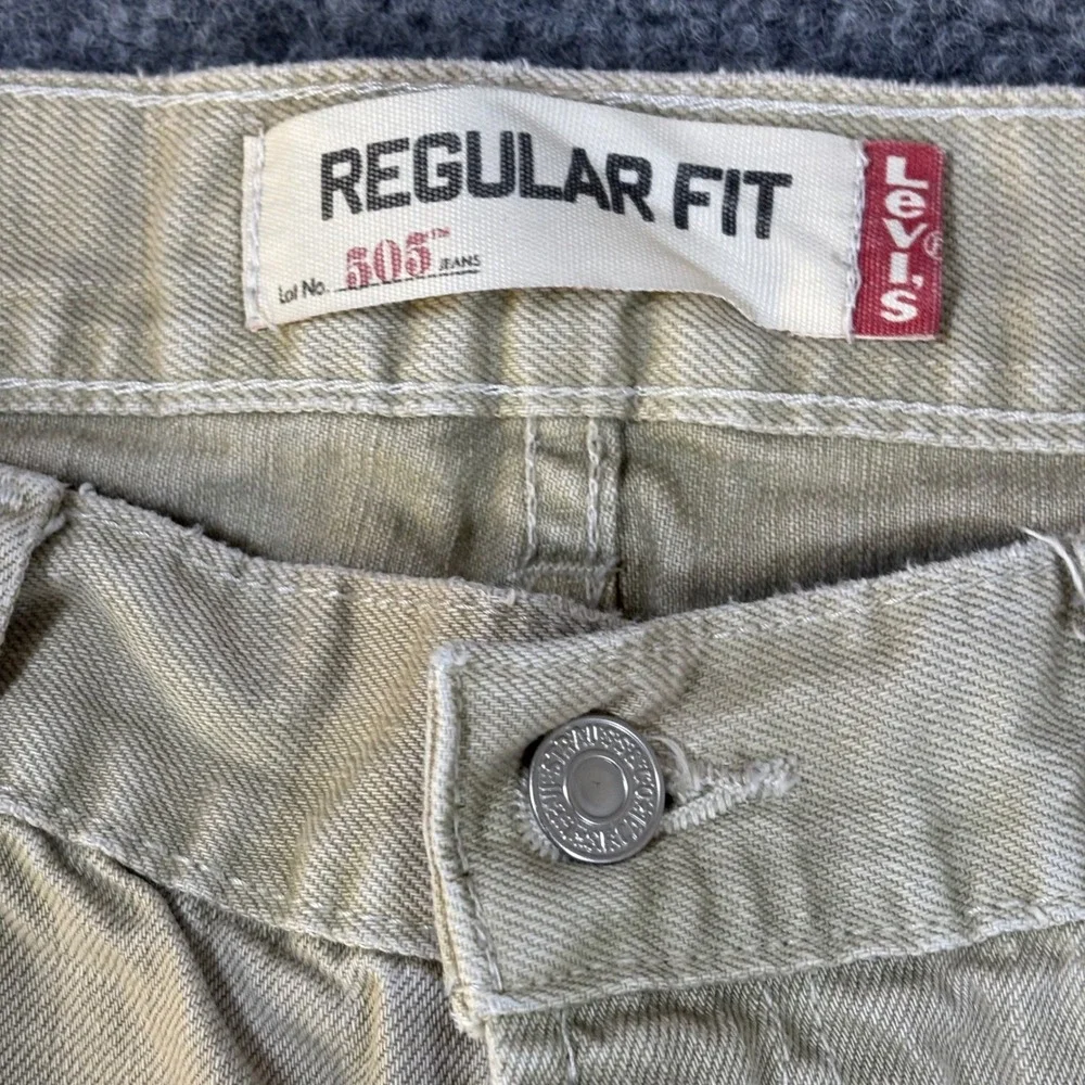 Levis 505 Regular Fit Khaki Tan Denim Jeans Mens 36x32 Straight Leg Cotton Pants
